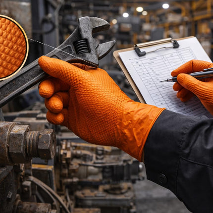 AroCare 8 Mil Orange Nitrile Gloves, Diamond Grip, Powder-Free, Latex-Free, Medium, 1000/Case