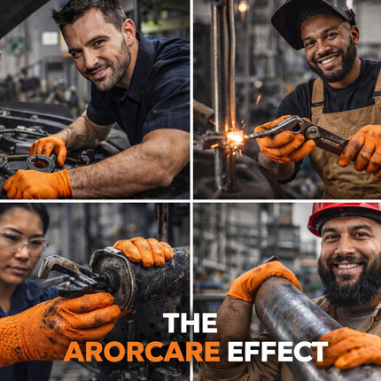 AroCare 8 Mil Orange Nitrile Gloves, Diamond Grip, Powder-Free, Latex-Free, Small, 1000/Case