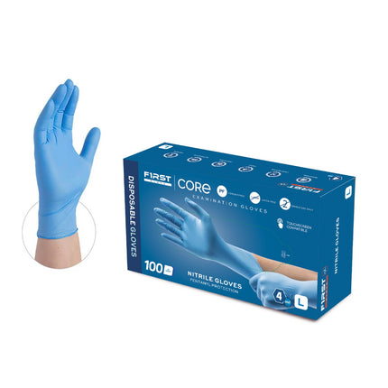First Glove 4 MIL Blue Nitrile Disposable Exam Gloves
