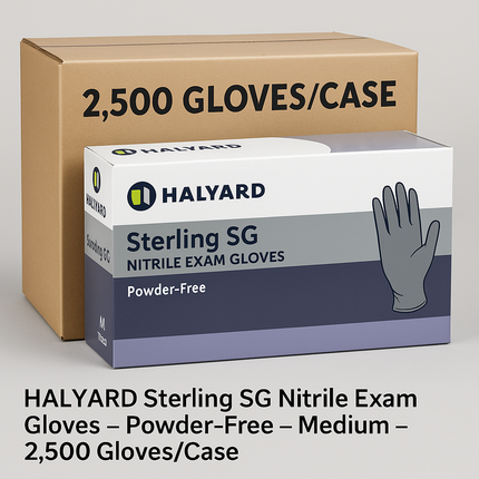HALYARD Sterling SG Nitrile Exam Gloves – Powder-Free – Medium – 2,500 Gloves/Case