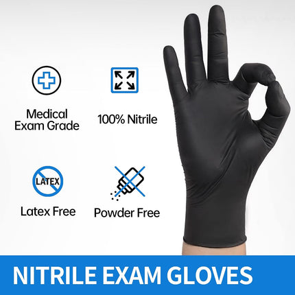 Basic Medical black nitrile gloves: nitrile material, latex-free and powder-free