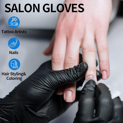 Basic Medical black nitrile gloves for salon work