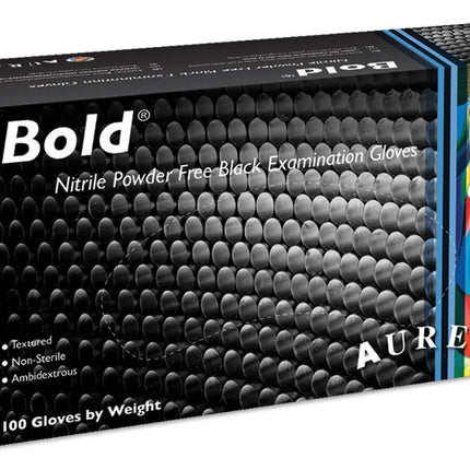 Aurelia Bold Black Nitrile Gloves - Powder-Free, Textured, Disposable, Heavy-Duty, Latex-Free, Ambidextrous - Medical & Industrial Use 1000 Gloves