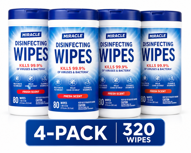 Disinfecting Wipes Bundle, 4-Pack (320 Wipes)